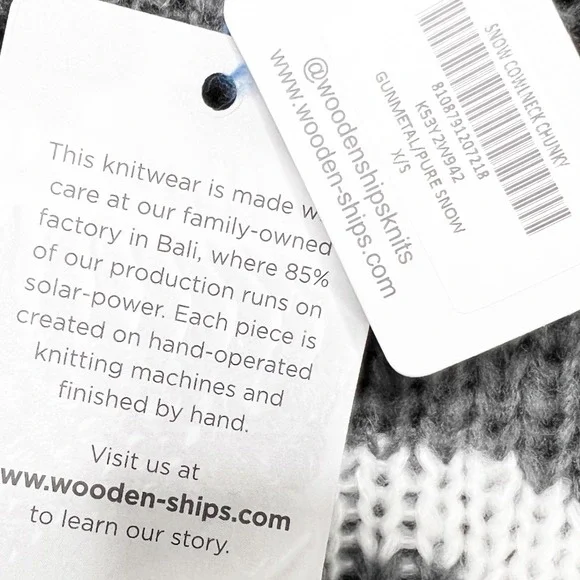 Wooden Ships NWT Snow Cowl Neck Chunky Knit Sweater Grey White Mohair Wool XS - Picture 7 of 8